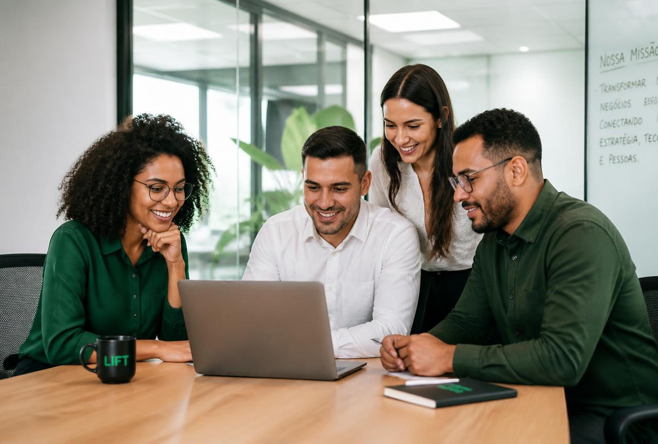 Equipe de consultores financeiros da Ponto Certo Score em reunião